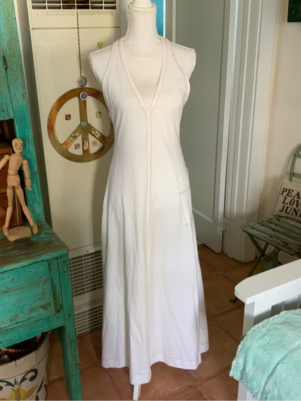 Free People Cream Halter Maxi Dress